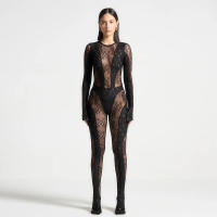 BUNO-Nuevo mono con guantes con estampado de mono de leopardo ajustado transparente de manga larga medias sexis sin espalda pantalones largos Tops calientes - details 8