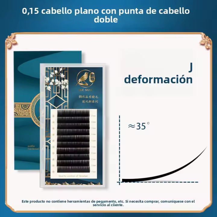 Pestañas Planas Únicas Tono Negro, Implantación de Cabello Al Aire, Estilo Rizado D - 1