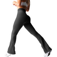 Leggings de Flare Negros Suaves para Workout Pantalones de Yoga Traje Deportivo Casual para Gimnasio - details 6