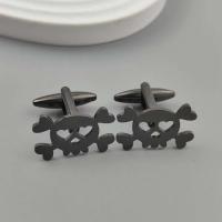 Gemelos huecos de acero inoxidable chapados en oro de 18 quilates con interesantes calaveras de estilo punk, botones plateados en camisas francesas, TRE - details 0