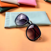 Bolsa de cuero PU para gafas de sol, estuche de cuero suave para gafas de lectura, resistente al agua, sólido, almacenamiento Simple para gafas B - details 4