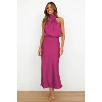 BUNO-Vestido largo sin mangas de satén de seda de gama alta para mujer, vestidos elegantes a la moda para celebridades, vestido de noche, ropa de fiesta para mujer - details 14