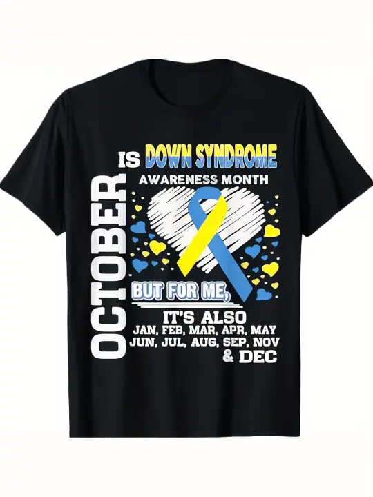 Camiseta de Conciencia de Down Syndrome de Octubre Cuello Redondo Manga Corta - 1