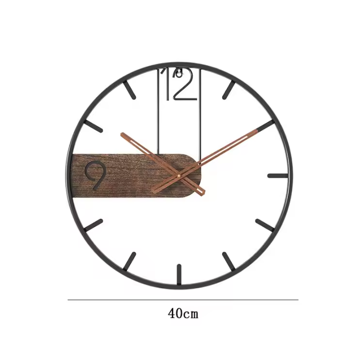 Reloj de pared de Metal Digital, decoración del hogar, reloj de sala de estar, puntero de nogal Vintage, decoración del reloj - 1