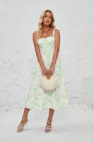 Vestido midi de satén con tirantes finos para mujer, abertura frontal, hueco - details 52