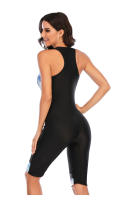 Traje de baño de una pieza con cremallera y bloque de color sin mangas, traje de buceo y surf de piernas de longitud media - details 5