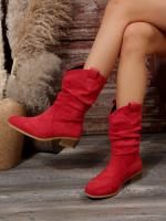 Botas apiladas de tacón bajo de gran tamaño para mujer Botas altas de estilo caliente de moda - details 2