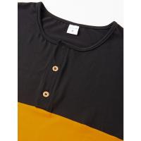 Camiseta deportiva informal de manga corta de verano para hombre, con costuras tricolores y cuello en V con muescas, estilo Henry - details 18