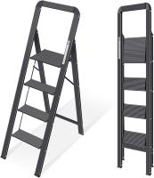 Escalera Plegable de Aluminio de 5 Peldaños Ahorro de Espacio y Portátil para Hogar, Cocina, Oficina Negro - details 4