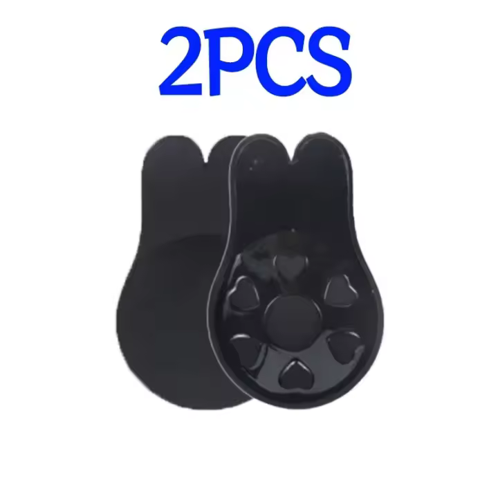 Sujetadores autoadhesivos de realce para mujer, sujetador Invisible sin tirantes de silicona, cinta adhesiva reutilizable para levantamiento de senos, cubierta para pezones de conejo, almohadillas para sujetador - 1