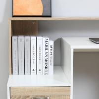 Mesa de Ordenador PC 137x55x92 cm Escritorio con Estantería de 3 Estantes 2 Cajones y Soporte para Impresora para Oficina Estudio Despacho Blanco y Roble - details 6