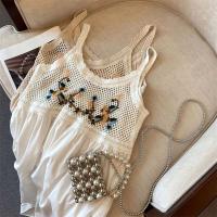 Jyccr Bohemian ral bordado corto sin mangas para mujer verano dulce crochet correa de espagueti vestido de vacaciones - details 28