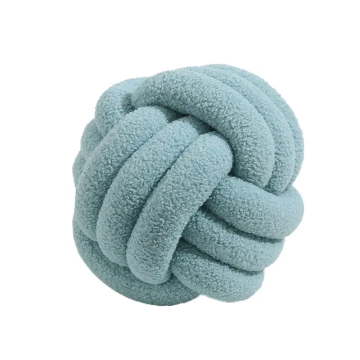 Cojín de terciopelo de cordero tejido a mano, bien acolchado, protector de cintura, decoración del hogar, cojín de bola anudada, respaldo, cojín - 1