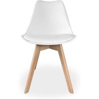 Pack de 4 Sillas Escandinavas Acolchadas para Cocina, Salón o Comedor, Modelo Sena, Patas de Madera, Prácticas y Funcionales, Fácil Montaje, Color Blanco - details 3