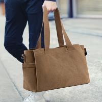 Elegante bolso de mano de lona de poliéster marrón para hombres y mujeres: bolso de hombro y bandolera informal de negocios versátil con múltiples bolsillos, perfecto para el trabajo o el uso diario, bolso cruzado pequeño - details 1