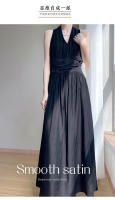 Vestido Largo de Crepé de Melocotón en Flor para Mujer verano 2025 Cuello en Capucha, Acolchado y Adelgazante Diseño Moda de Verano - details 13