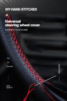 Cubierta trenzada para volante de coche, volante de coche de cuero de fibra Universal con agujas e hilo, accesorios interiores de coche - details 4