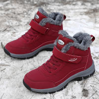 Zapatos de senderismo impermeables para mujer, Botines de cuero para mantener el calor al aire libre, Botas de senderismo de nieve cálidas de felpa antideslizantes, Invierno - details 2