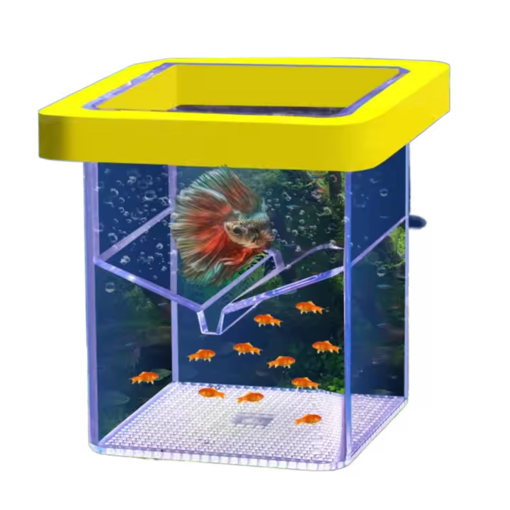 Caja de acrílico para cría de acuario, caja de incubación Rectangular transparente para vivero de peces, caja de aislamiento para cría de peces de doble capa, camarones - 1