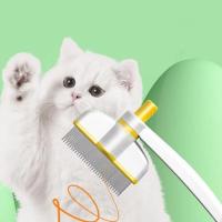Peine para depilación de mascotas con botón de liberación, peine con pasador plano, cabezal giratorio de 360 grados, removedor de pelo para perros, mango ergonómico para desenredar - details 7
