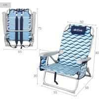 playa plegable y reclinable 5 posiciones, Silla portátil plegable 55x67,5x86cm, Incluye cojín, 1 bolsillo, 1 bolsa con cremallera y topes antivuelco, Sillas de playa - details 33