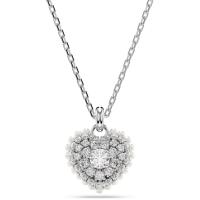 Collar con colgante de corazón de plata de ley 925, colgante con dije de corazón de cristal transparente, regalo de joyería para mujer - details 0