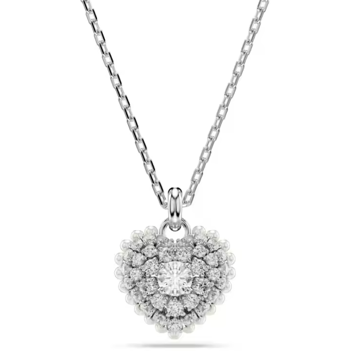 Collar con colgante de corazón de plata de ley 925, colgante con dije de corazón de cristal transparente, regalo de joyería para mujer - 1