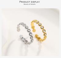 Anillos de acero inoxidable Vintage salvajes y gratis para mujer, anillo fino ajustable de lujo con cristal de boda, joyería de moda - details 2