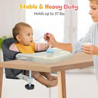 Mesa para Bebé, Trona Portátil Plegable con Arnés de Seguridad, Asiento Enganchable infantil con Bolsa de Transporte para Casa y Viajes (Azul) - details 64