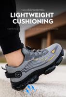 Zapatos de seguridad con botón giratorio para hombre, zapatillas con punta de acero, botas de seguridad para el trabajo a prueba de perforaciones, zapatos deportivos de trabajo con cojín de aire, botas antigolpes - details 7