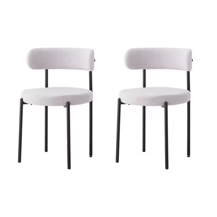 Un juego de 2 sillas de comedor de estilo nórdico, sillas de comedor modernas de terciopelo Teddy, patas de metal para cocina/sala de estar - 1