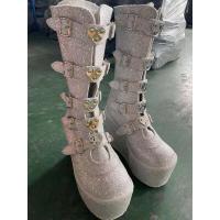 Cuñas góticas de moda para mujer, zapatos con hebilla de talla grande 43, botas de moto con plataforma gruesa rosa brillante, 2021 - details 8