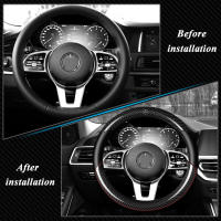 Cubierta de cuero para volante de coche, fibra de carbono, 15 ", 38cm, para Mercedes Benz - details 1