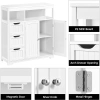 Armario de Baño Ajustable con Cajones Mueble de Piso de Baño Blanco con Puertas 80,5×30×86,5 cm - details 2