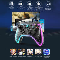 Controlador de juego inalámbrico Bluetooth 2,4G para Nintendo Switch, luminou RGB transparente, Compatible con PC, portátil, ios13/14/15, Mac OS - details 2