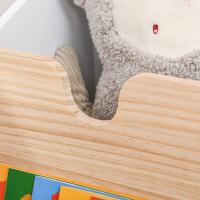 Caja de Almacenamiento de Juguetes de Madera 2 Secciones con Ruedas Libro de Cuentos para Habitación de Niños 40x43x43 cm Blanco y Natural - details 7