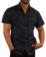 Blusa de algodón con bolsillo para hombre, camiseta informal de manga corta con cuello Henley, color negro, blanco, azul y gris, talla grande 5xl, 4xl, 3XL, 2XL - details 5