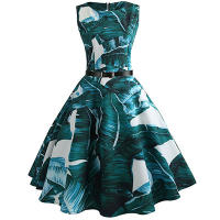 Floral print summer women  vintage elegant swing party a line dress - details 22