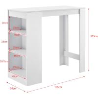 Elegante Mesa de Bar de Bistro 110 x 50 x 103cm Barra de Cocina Alta con 3 Estantes - details 33