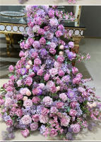 Camino de mesa de rosa púrpura de lujo, telón de fondo de boda, marco de arco de cuerno, arreglo de decoración, soporte de flores para escenario Floral, centro de mesa Ba - details 5