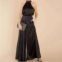 Mono de Pantalones Grandes Piernas para Mujer Ouwu Mono Halter con Lazo en Espalda de Color Sólido - details 6