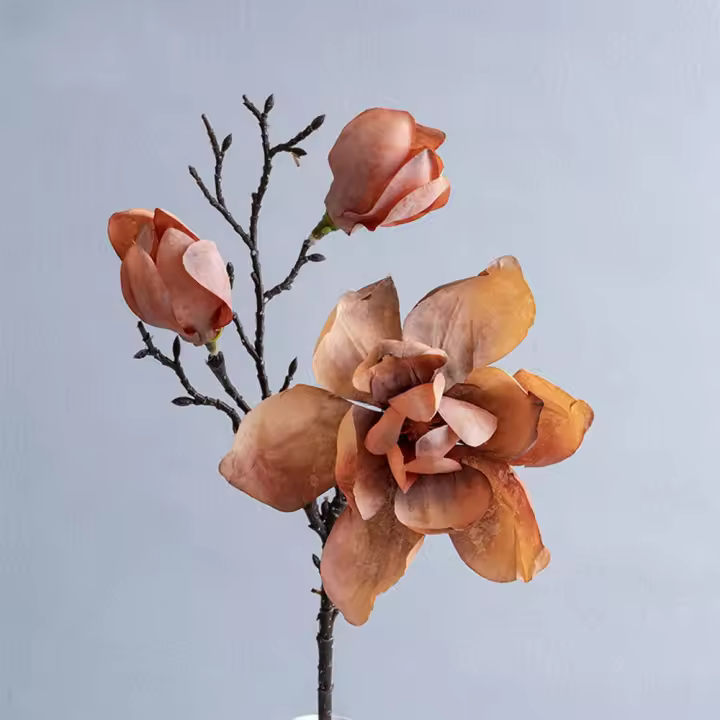 Rama de Magnolia Artificial de lujo, elegante simulación de tacto Real, Magnolia grande hecha a mano, flor falsa realista - 1