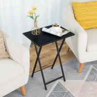 Mesa Auxiliar Plegable de 2, Mesa Lateral para Sofá, Escritorio Pequeño para Portátil, Mesa de TV Plegable pequeña, Estructura de Almacenamiento Fácil, Marrón Rústico y Negro EBF25BZ01 - details 21