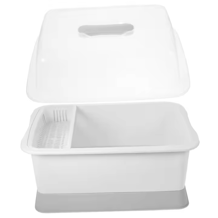 Soporte de Secado de Platos Portátil con Tapa Ventilado y Seco para Utensilios - 1