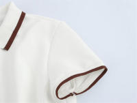 Vestidos Cortos Blancos de Moda para Mujer OUWU Polo, Mini Vestido de Primavera, Vestidos Acanalados de Manga Corta - details 4