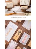 Conjunto de Peine de Madera Lotus Retro Sello de Planta Decorativo Diario de Álbum de Fotos DIY - details 5