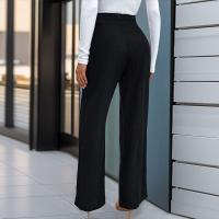 Pantalones Chic de Pierna Recta para Mujer Cintura Alta, Estilo Otoño Primavera, Negro, Pantalones Sueltos Nuevos - details 5