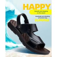 Sandalias de cuero suave de verano para hombre, sandalias antideslizantes informales con punta abierta para exteriores, sandalias deportivas cómodas para playa - details 5