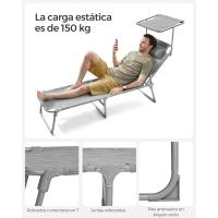 Silla de Sentado al Aire Libre Ajustable Plegable, 193 x 53 x 29 cm, Capacidad de 150 kg, con Parasol, reposacabezas, Respaldo - details 24