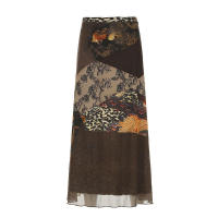 BUNO- Faldas de malla de retazos con estampado floral vintage, falda gótica holgada de los años 90, falda estética Y2K para mujer, ropa de fiesta y club - details 10